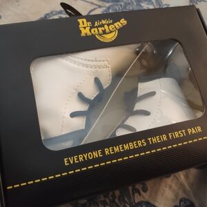 Dr. Martens Child White Boots with Black Details